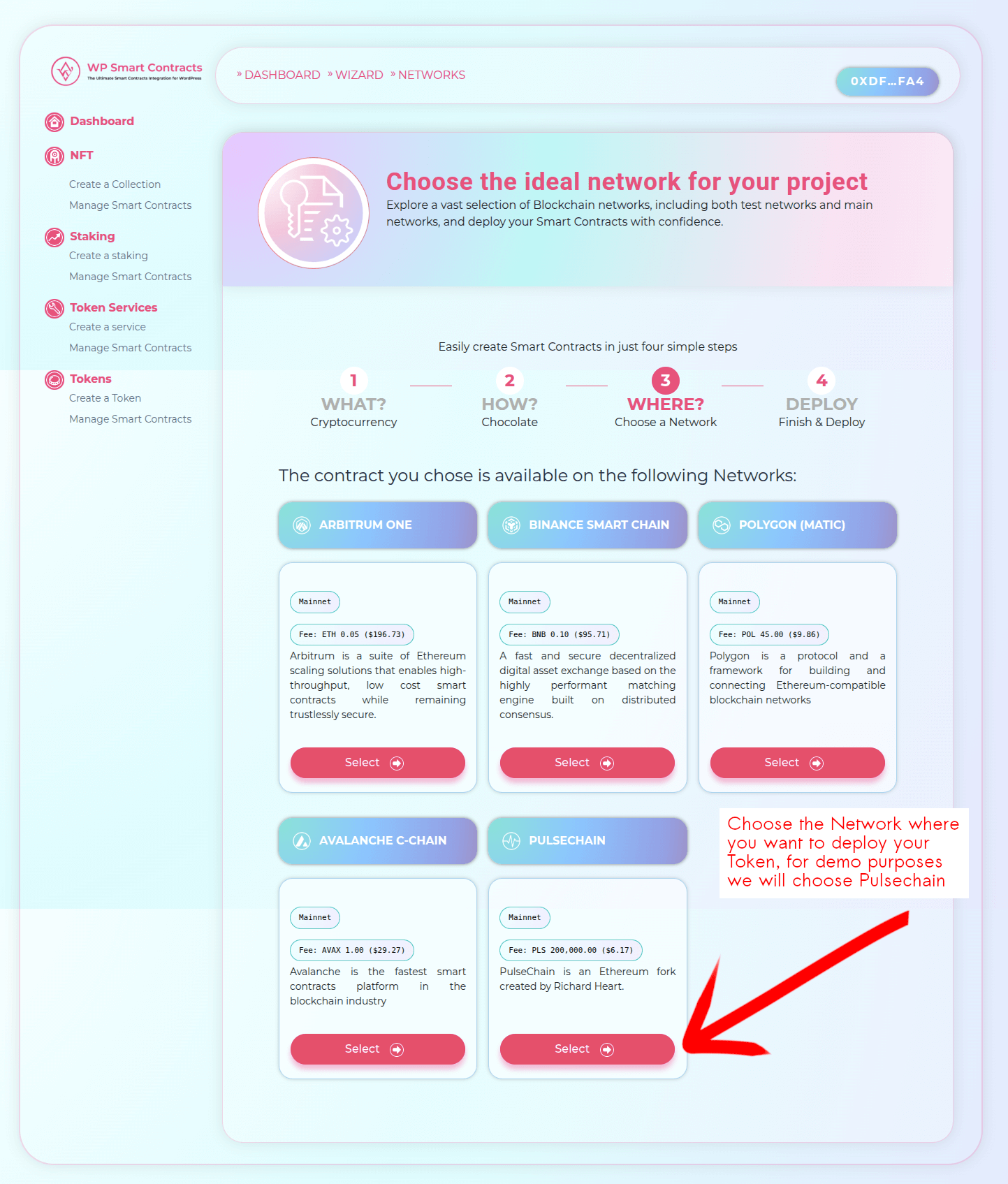 Select blockchain network