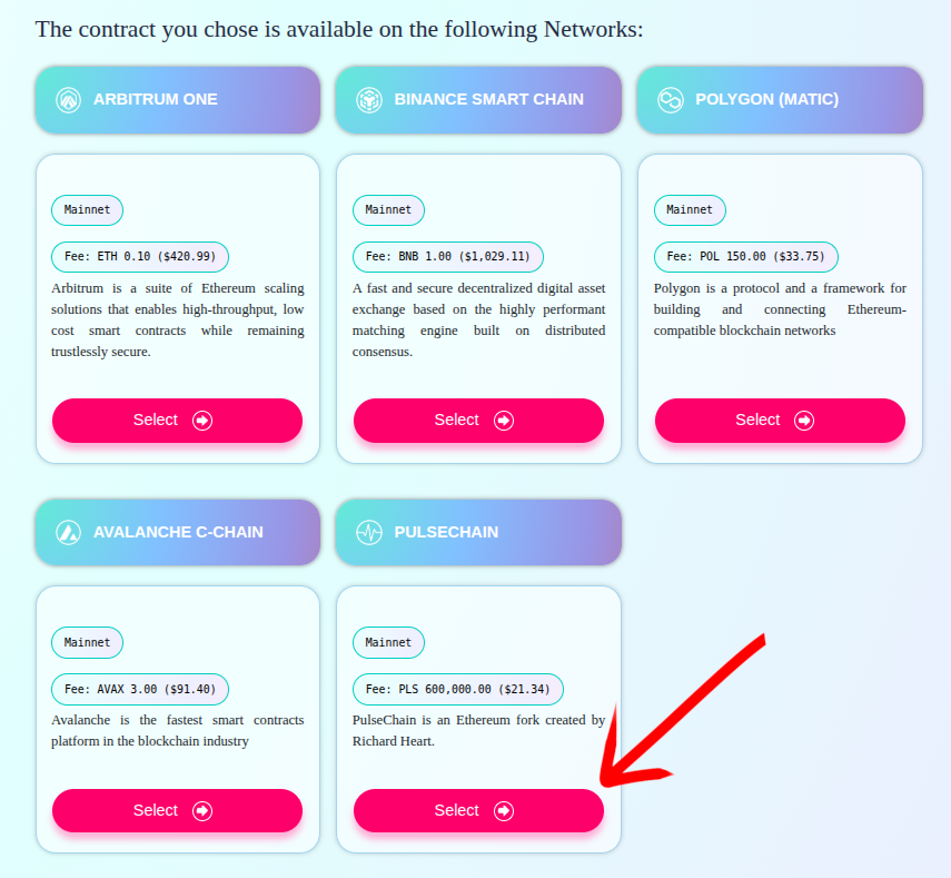 Select Pulsechain as the target network