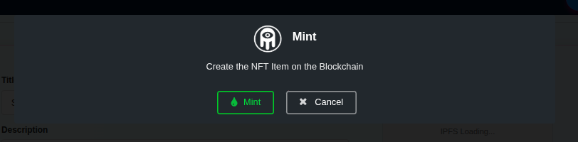 Click Mint to execute the on-chain mint operation