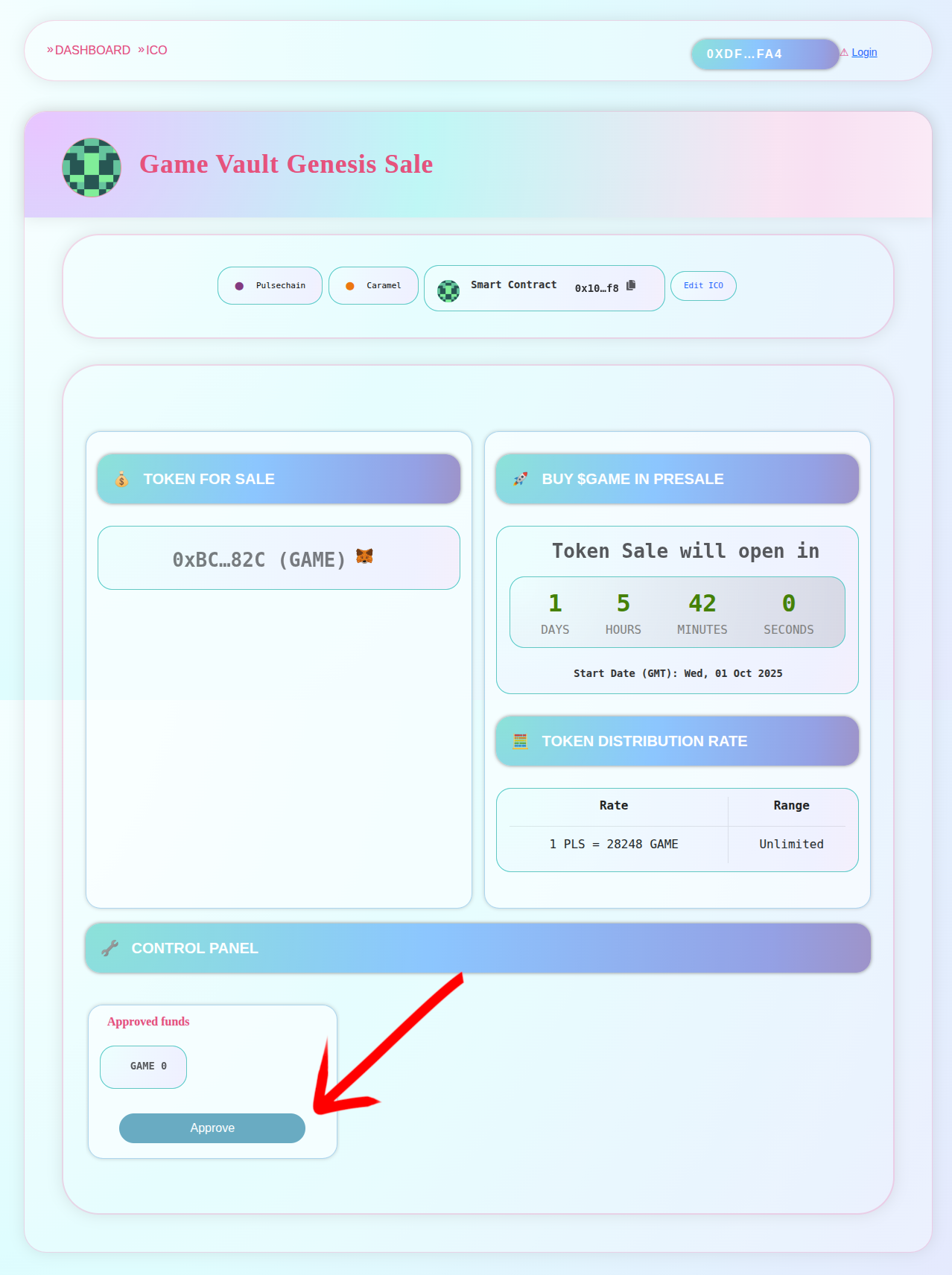 ICO deployed and approve funds step